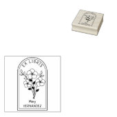Moderne gepersonaliseerde bloem ex libris rubberstempel (Gestempeld)
