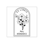 Moderne gepersonaliseerde bloem ex libris rubberstempel (Afrduk)