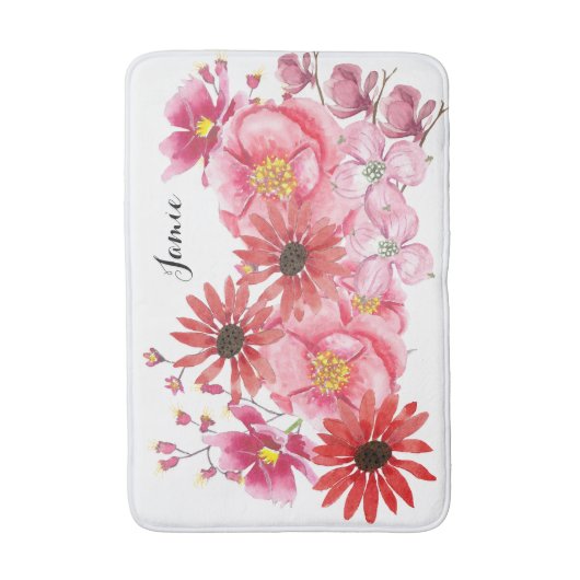 Moderne gepersonaliseerde bloemenbadmat badmat (Voorkant Verticaal)