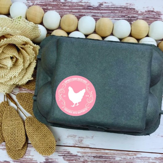 Moderne gepersonaliseerde Boerderij Fresh Egg bedr Ronde Sticker