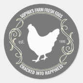 Moderne gepersonaliseerde Boerderij Fresh Egg bedr Ronde Sticker (Voorkant)