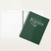 Moderne gepersonaliseerde bosgroene en witte planner (Display)