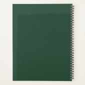 Moderne gepersonaliseerde bosgroene en witte planner (Achterkant)