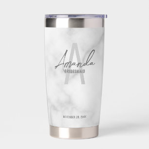 Moderne gepersonaliseerde bruidsmeisje monogram en geïsoleerde drinkbeker
