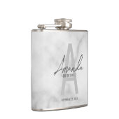 Moderne gepersonaliseerde bruidsmeisje monogram en heupfles (Rechts)