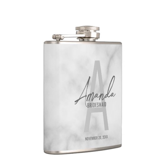 Moderne gepersonaliseerde bruidsmeisje monogram en heupfles (Rechts)