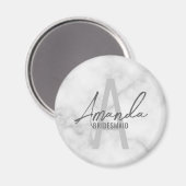 Moderne gepersonaliseerde bruidsmeisje monogram en magneet (Voorkant / Achterkant)