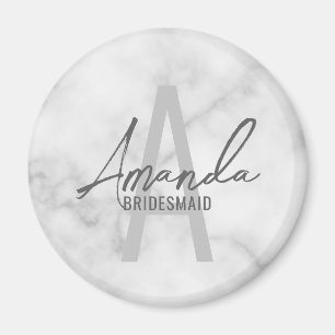 Moderne gepersonaliseerde bruidsmeisje monogram en magneet