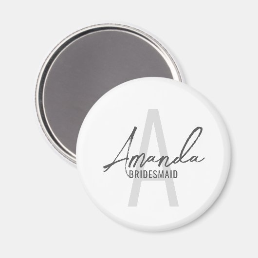 Moderne gepersonaliseerde bruidsmeisje monogram en magneet (Voorkant / Achterkant)