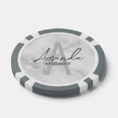 Moderne gepersonaliseerde bruidsmeisje monogram en poker chips (Enkel)