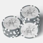 Moderne gepersonaliseerde bruidsmeisje monogram en poker chips (Opstapeling)