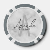 Moderne gepersonaliseerde bruidsmeisje monogram en poker chips (Achterkant)