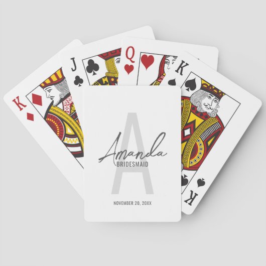 Moderne gepersonaliseerde bruidsmeisje monogram en pokerkaarten (Achterkant)