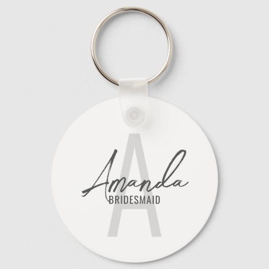 Moderne gepersonaliseerde bruidsmeisje monogram en sleutelhanger (Voorkant)