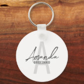 Moderne gepersonaliseerde bruidsmeisje monogram en sleutelhanger (Voorkant)