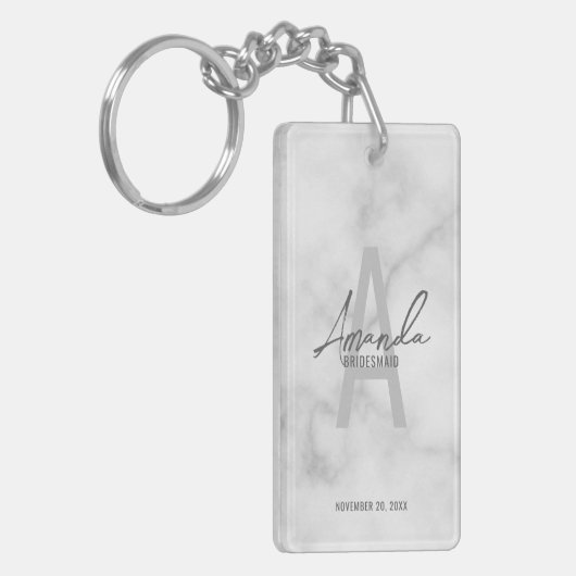 Moderne gepersonaliseerde bruidsmeisje monogram en sleutelhanger (Voorkant Links)