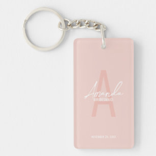 Moderne gepersonaliseerde bruidsmeisje monogram en sleutelhanger
