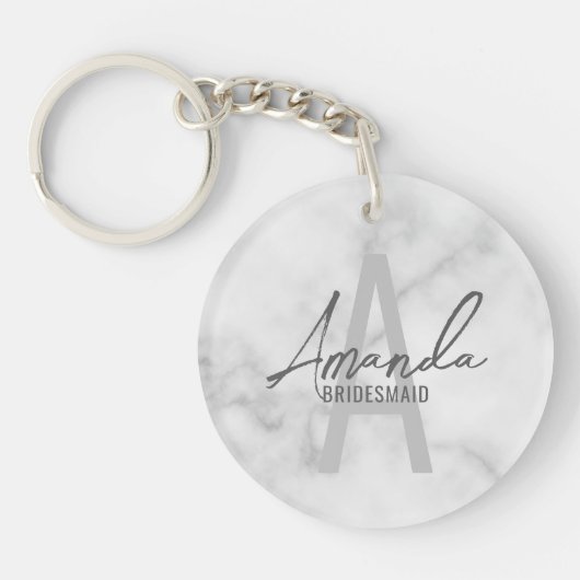 Moderne gepersonaliseerde bruidsmeisje monogram en sleutelhanger (Voorkant)
