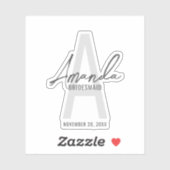 Moderne gepersonaliseerde bruidsmeisje monogram en sticker (Vel)