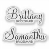 Moderne gepersonaliseerde bruidsmeisje naam sticker (Voorkant)