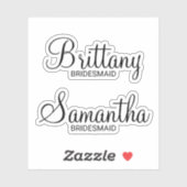 Moderne gepersonaliseerde bruidsmeisje naam sticker (Vel)