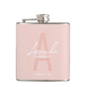 Moderne gepersonaliseerde bruidsmeisjesmonogram en heupfles (Voorkant)