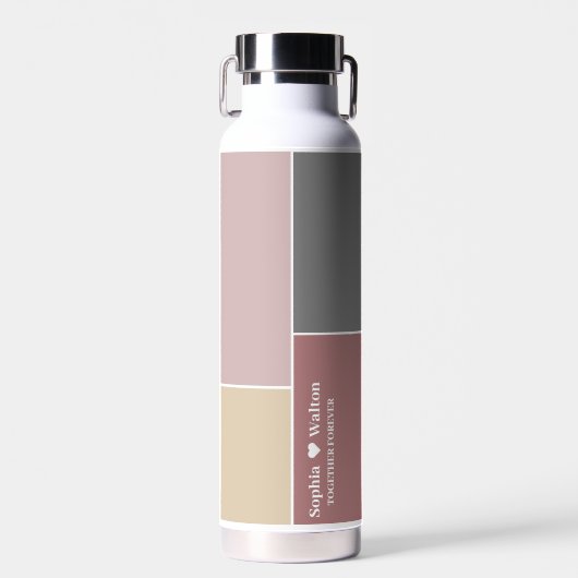 Moderne gepersonaliseerde bruiloft paar naam met l waterfles (Voorkant)