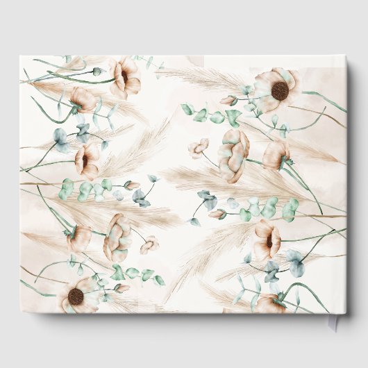 Moderne gepersonaliseerde bruiloften Boho pampasgr Gastenboek (Achterkant)