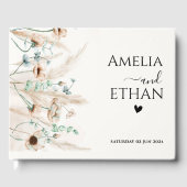 Moderne gepersonaliseerde bruiloften Boho pampasgr Gastenboek (Voorkant)