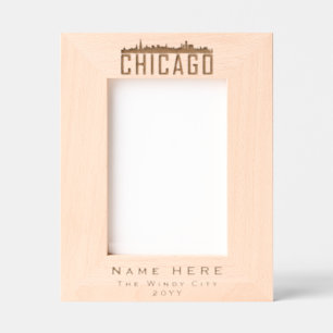 Moderne gepersonaliseerde Chicago City Silhouette Gegraveerde Lijstjes