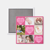 Moderne gepersonaliseerde collage met 6 foto's van magneet (Voorkant / Achterkant)