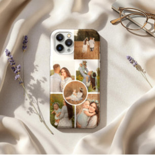 Moderne gepersonaliseerde collage van zes foto's  iPhone 15 pro case