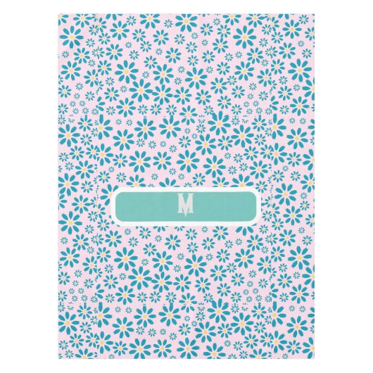 Moderne gepersonaliseerde Daisy Flower Initiaal Tafelkleed (Voorkant)