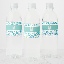 Moderne gepersonaliseerde Daisy Flower Initiaal Waterfles Etiket