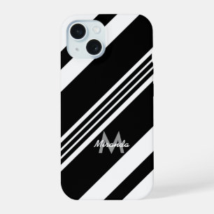 Moderne gepersonaliseerde diagonale strepen iPhone 15 case