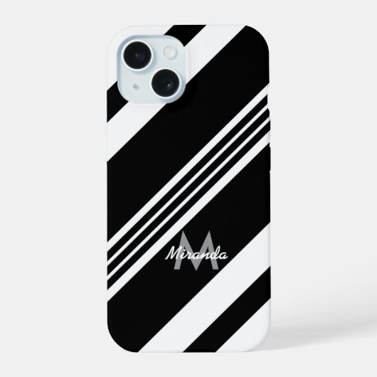 Moderne gepersonaliseerde diagonale strepen iPhone 15 case (Achterkant)