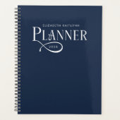 Moderne gepersonaliseerde diep marine wit planner (Voorkant)