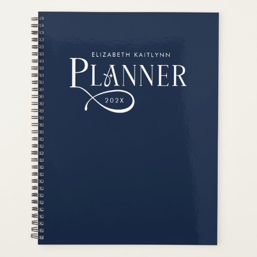 Moderne gepersonaliseerde diep marine wit planner (Voorkant)