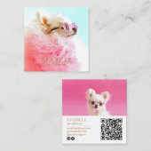Moderne gepersonaliseerde dubbele foto QR-code Vierkante Visitekaartje (Voorkant / Achterkant)