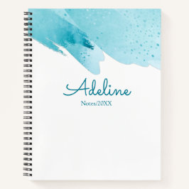 Moderne gepersonaliseerde eenvoudige script blauwe notitieboek