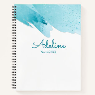 Moderne gepersonaliseerde eenvoudige script blauwe notitieboek