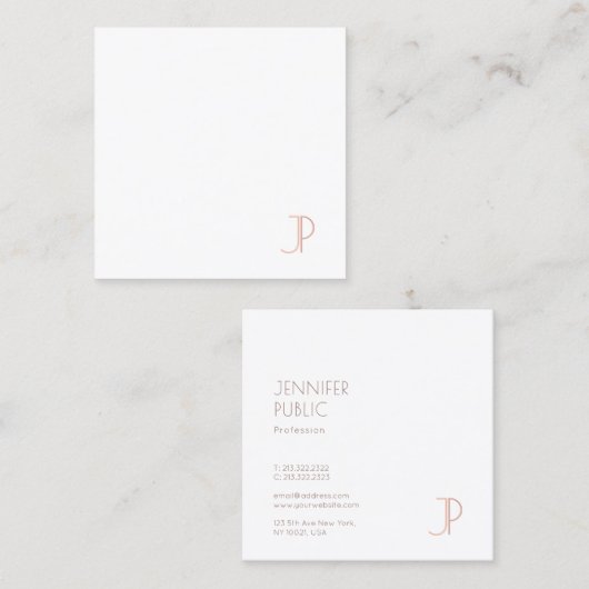 Moderne gepersonaliseerde eenvoudige Sjabloon Luxe Vierkante Visitekaartje (Voorkant / Achterkant)