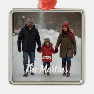 Moderne Gepersonaliseerde Familie Foto Ornament