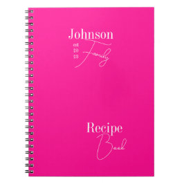 Moderne gepersonaliseerde familienaam Hot Pink Rec Notitieboek