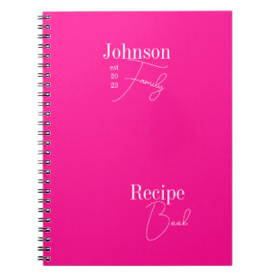 Moderne gepersonaliseerde familienaam Hot Pink Rec Notitieboek