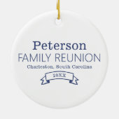 Moderne gepersonaliseerde familiereünie keramisch ornament (Achterkant)