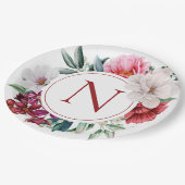 Moderne gepersonaliseerde Floral van Monogram Papieren Bordje (Gekanteld)