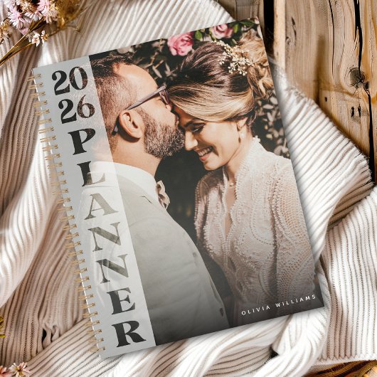 Moderne gepersonaliseerde foto 2026 | witte overla planner