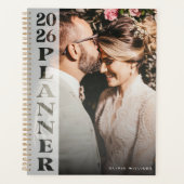 Moderne gepersonaliseerde foto 2026 | witte overla planner (Voorkant)