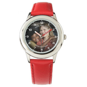 Moderne Gepersonaliseerde Foto & Aangepaste Tekst  Horloge
